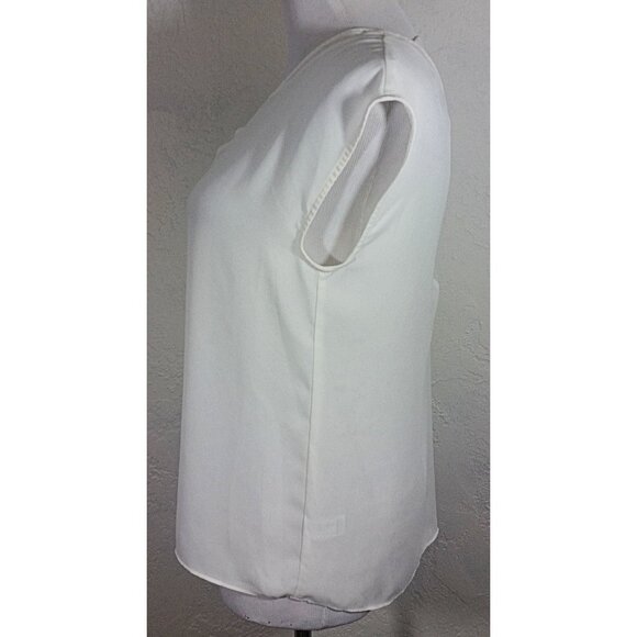 Express Tank Top Small White V Neck Sheer Evening Career Sleeveless - Picture 2 of 6